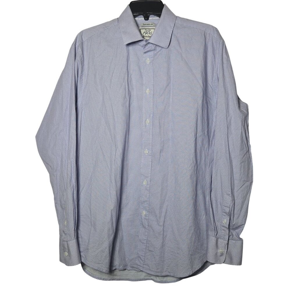 Jos A Bank Mens Blue Tailored Fit Button Front Dress Shirt Size‎ 16.5 34 Career
